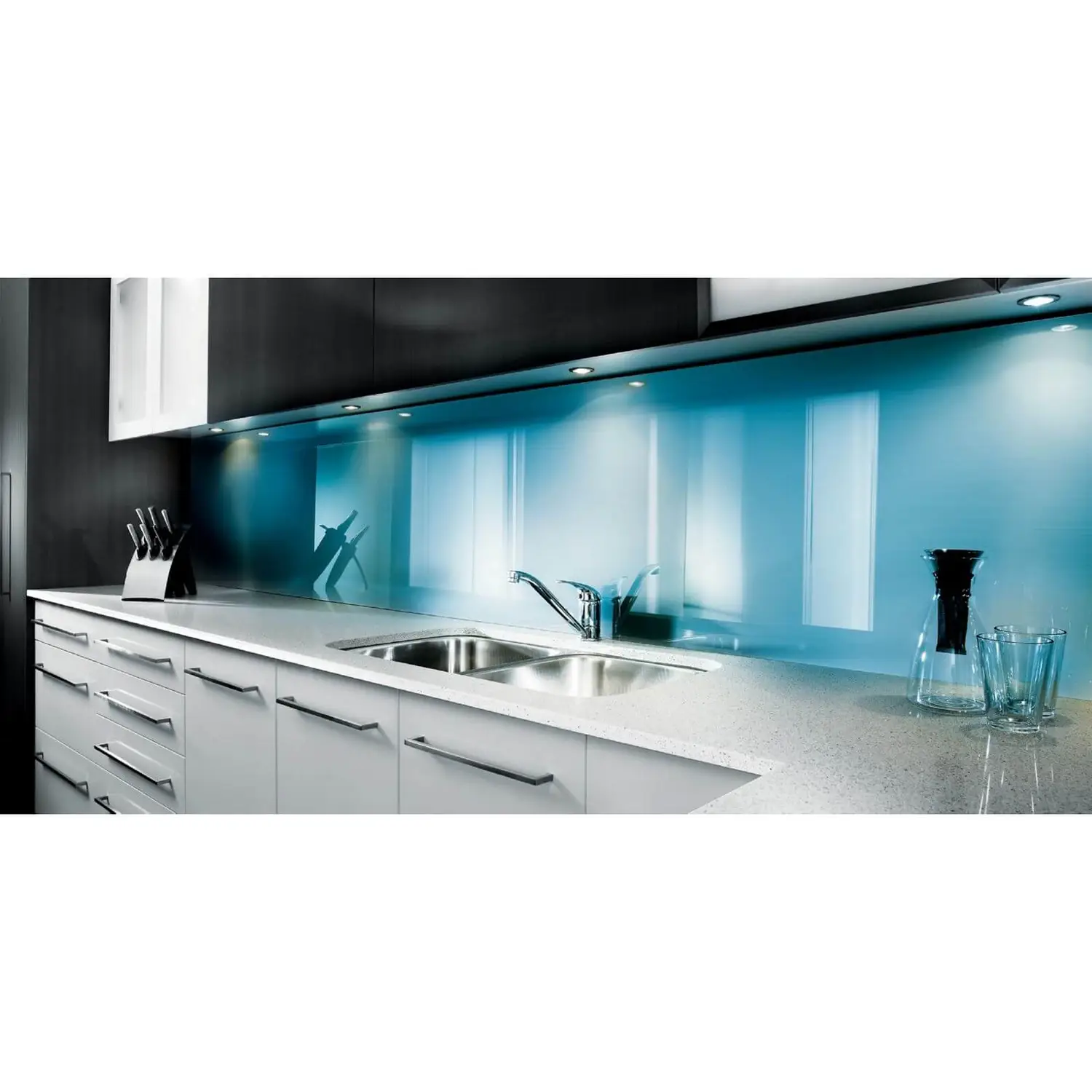 Zenolite Acrylic Kitchen Splashback Panel - 1220 X 1000 X 4mm - Blue Atoll 4 Zenolite Acrylic Kitchen Splashback Panel - 1220 X 1000 X 4mm - Blue Atoll - Image 2