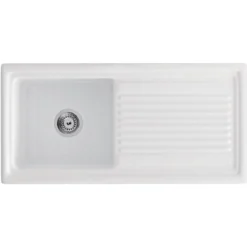 Carron Phoenix Sienna Ceramic Reversible White Kitchen Sink - 1 Bowl