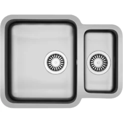 Carron Phoenix Zeta Undermount Reversible Silver Kitchen Sink - 1.5 Bowl