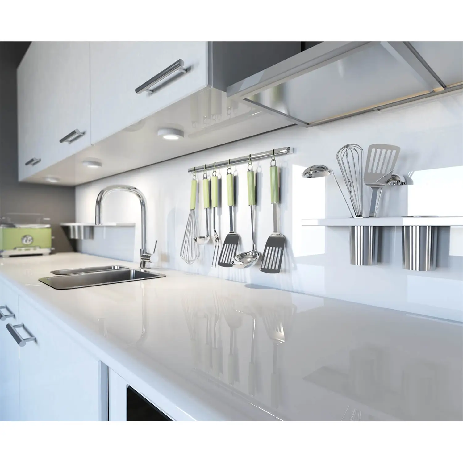 Alusplash Reversible Splashback - 900 X 800mm - Ice White & Ocean Wave 3 Alusplash Reversible Splashback - 900 X 800mm - Ice White & Ocean Wave