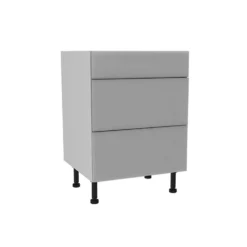 High Gloss Slab Grey 600mm 3 Drawer Premium Unit