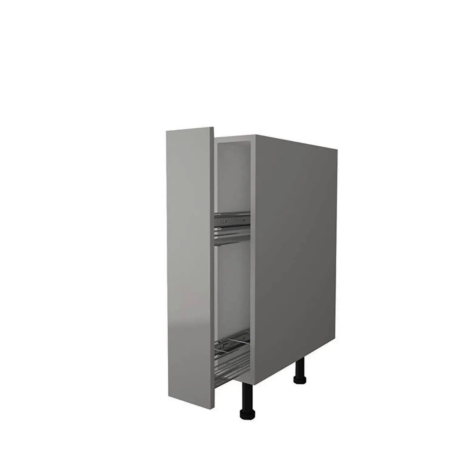 High Gloss Slab Grey 150mm Pull Out Unit 4 High Gloss Slab Grey 150mm Pull Out Unit - Image 2