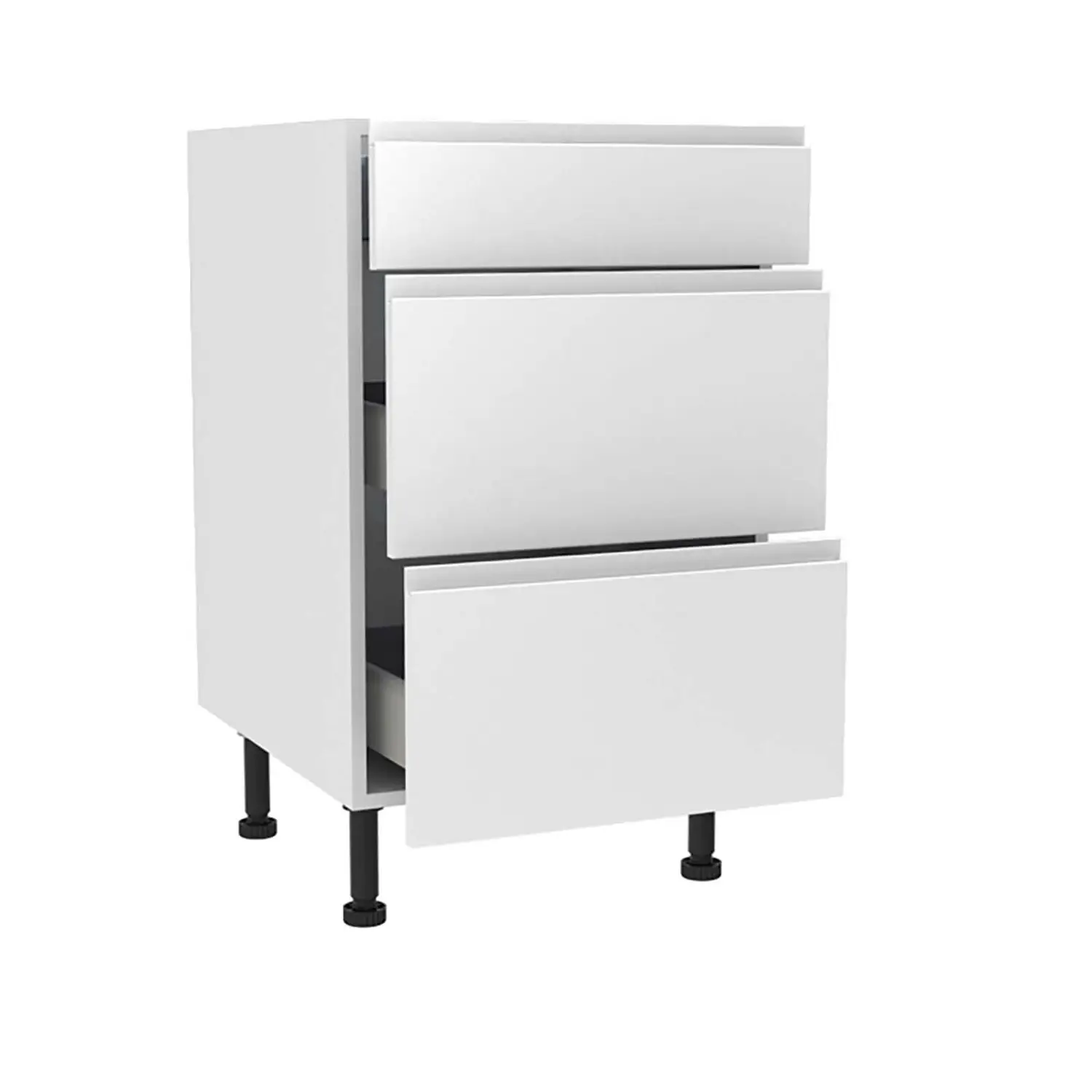 Handleless White Gloss 500mm 3 Drawer Premium Unit 4 Handleless White Gloss 500mm 3 Drawer Premium Unit - Image 2