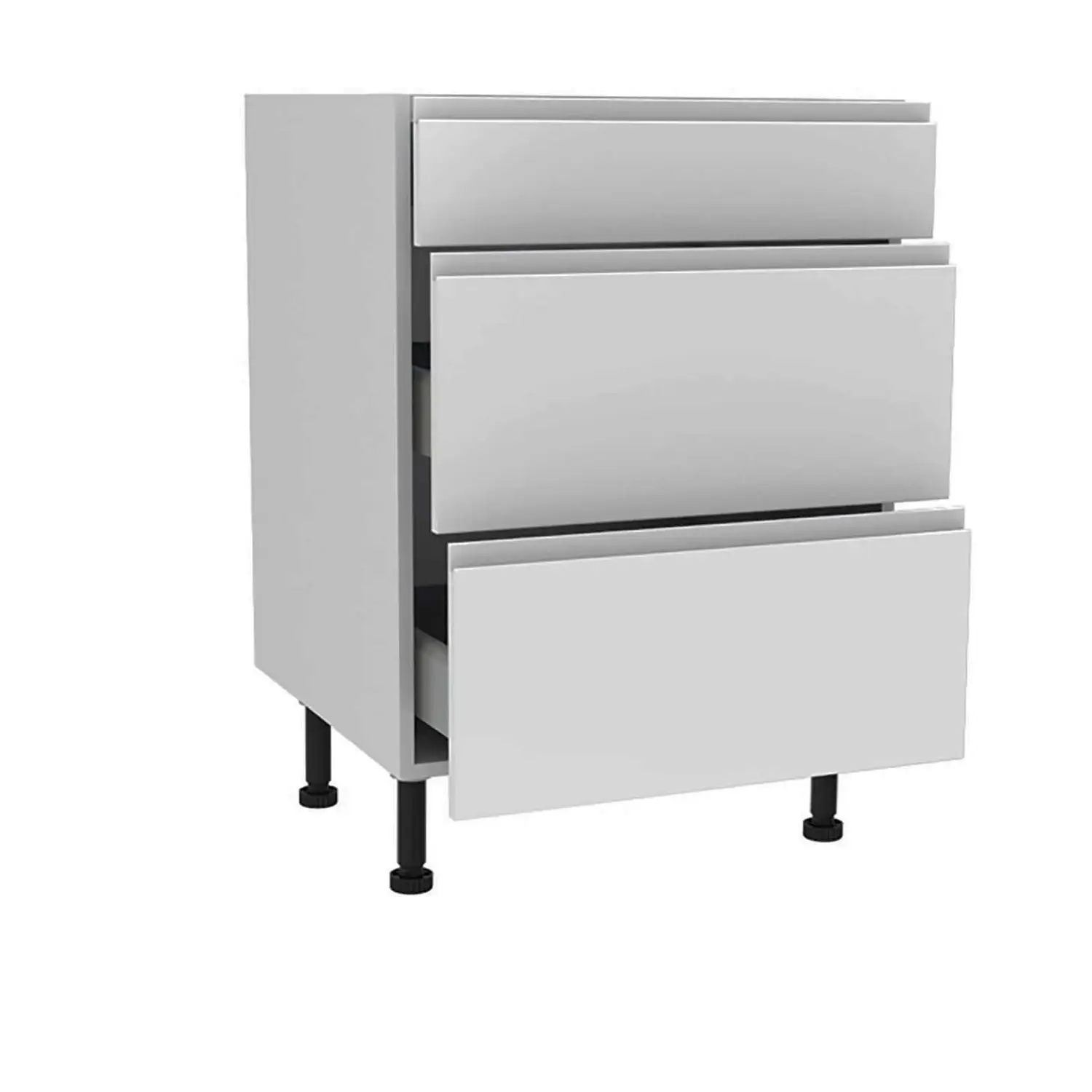 Handleless Grey Gloss 600mm 3 Drawer Premium Unit 4 Handleless Grey Gloss 600mm 3 Drawer Premium Unit - Image 2