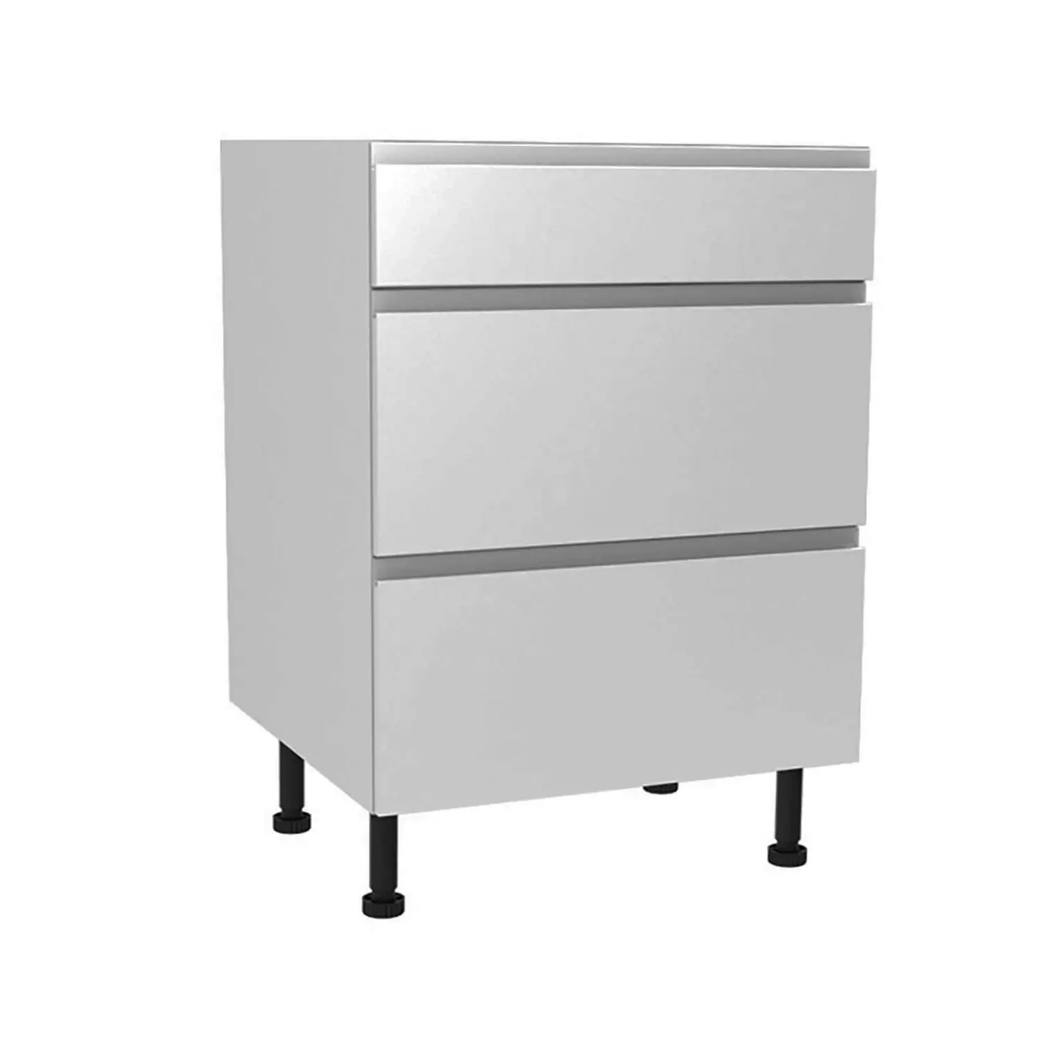 Handleless Grey Gloss 600mm 3 Drawer Premium Unit 3 Handleless Grey Gloss 600mm 3 Drawer Premium Unit