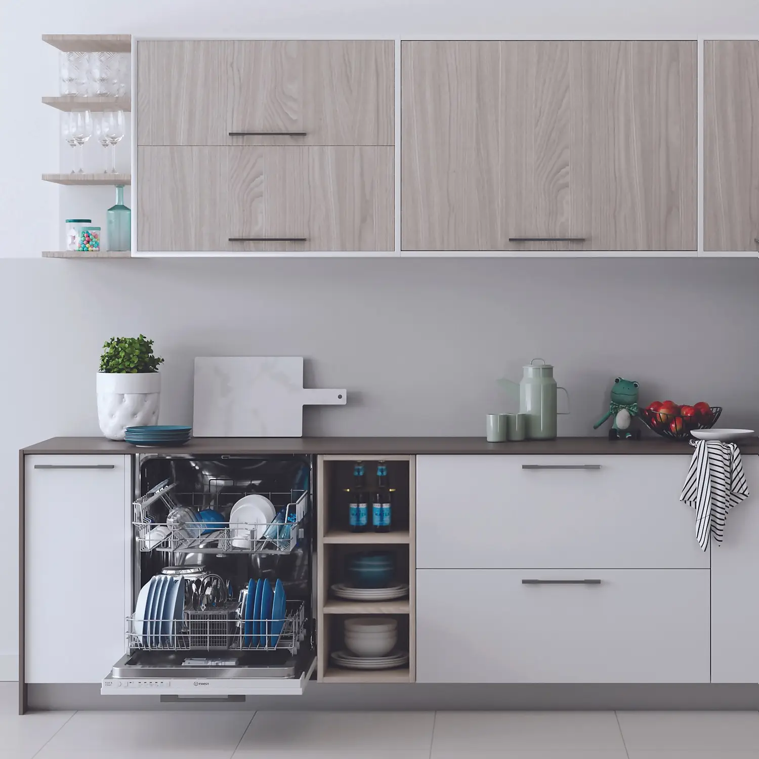 Indesit DIE2B19UK Fully Integrated Standard Dishwasher - White Control Panel With Fixed Door Fixing Kit 7 Indesit DIE2B19UK Fully Integrated Standard Dishwasher - White Control Panel With Fixed Door Fixing Kit - Image 5