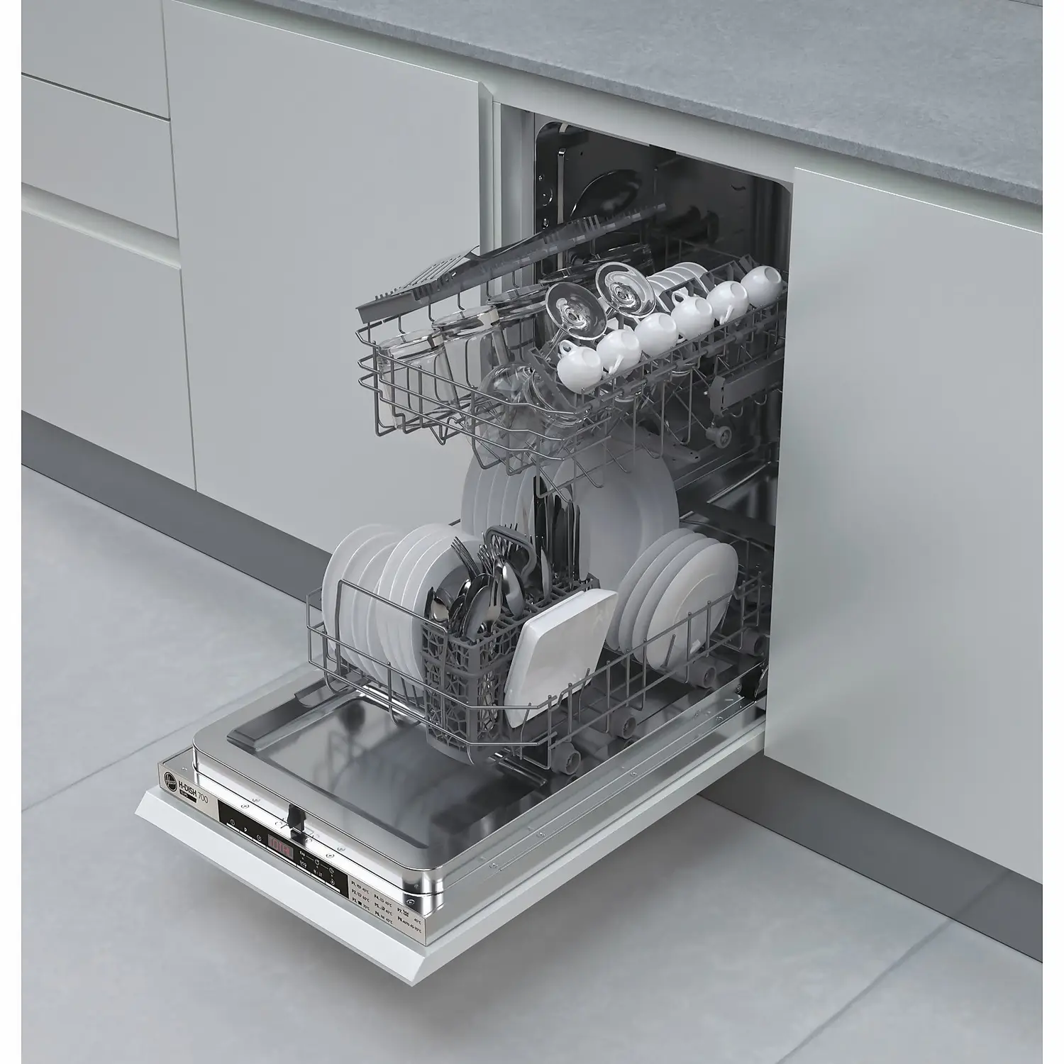 Hoover HDIH2T1047 Fully Integrated Slimline Dishwasher - Stainless Steel Control Panel 4 Hoover HDIH2T1047 Fully Integrated Slimline Dishwasher - Stainless Steel Control Panel - Image 2