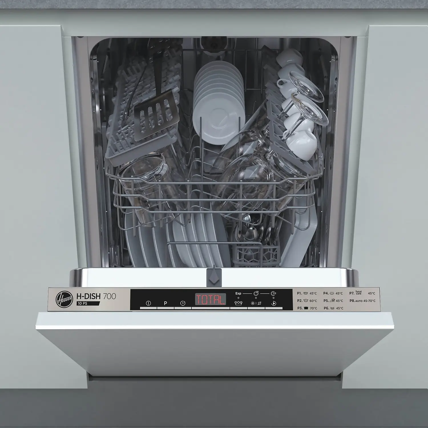 Hoover HDIH2T1047 Fully Integrated Slimline Dishwasher - Stainless Steel Control Panel 5 Hoover HDIH2T1047 Fully Integrated Slimline Dishwasher - Stainless Steel Control Panel - Image 3