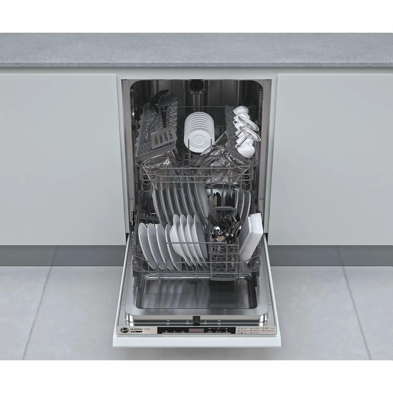 Hoover HDIH2T1047 Fully Integrated Slimline Dishwasher - Stainless Steel Control Panel 3 Hoover HDIH2T1047 Fully Integrated Slimline Dishwasher - Stainless Steel Control Panel