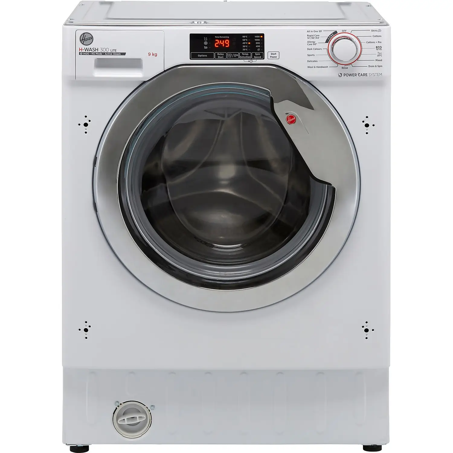 Hoover H-WASH 300 LITE HBWS49D1ACE Integrated 9Kg Washing Machine With 1400 Rpm - White / Chrome 4 Hoover H-WASH 300 LITE HBWS49D1ACE Integrated 9Kg Washing Machine With 1400 Rpm - White / Chrome - Image 2