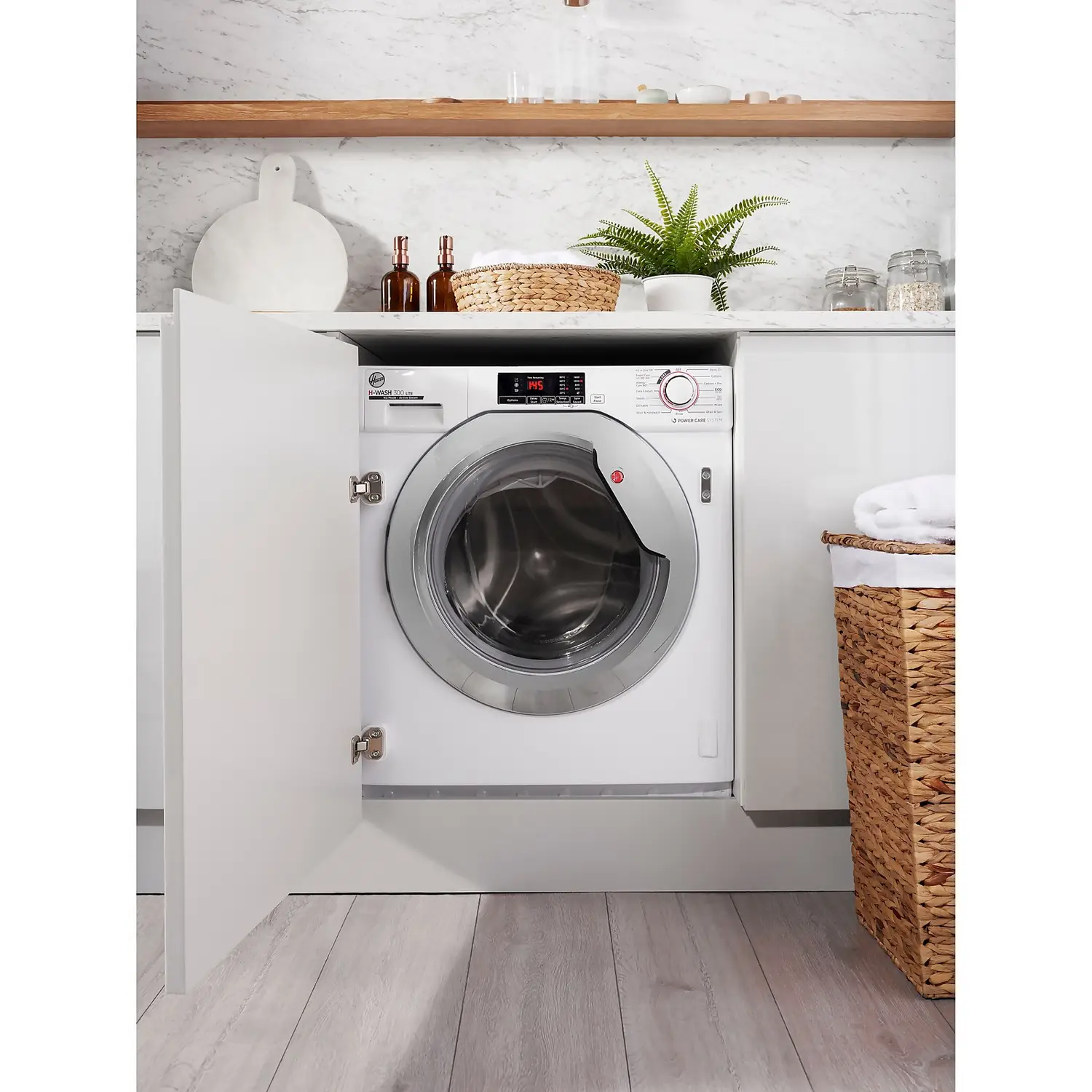 Hoover H-WASH 300 LITE HBWS49D1ACE Integrated 9Kg Washing Machine With 1400 Rpm - White / Chrome 6 Hoover H-WASH 300 LITE HBWS49D1ACE Integrated 9Kg Washing Machine With 1400 Rpm - White / Chrome - Image 4