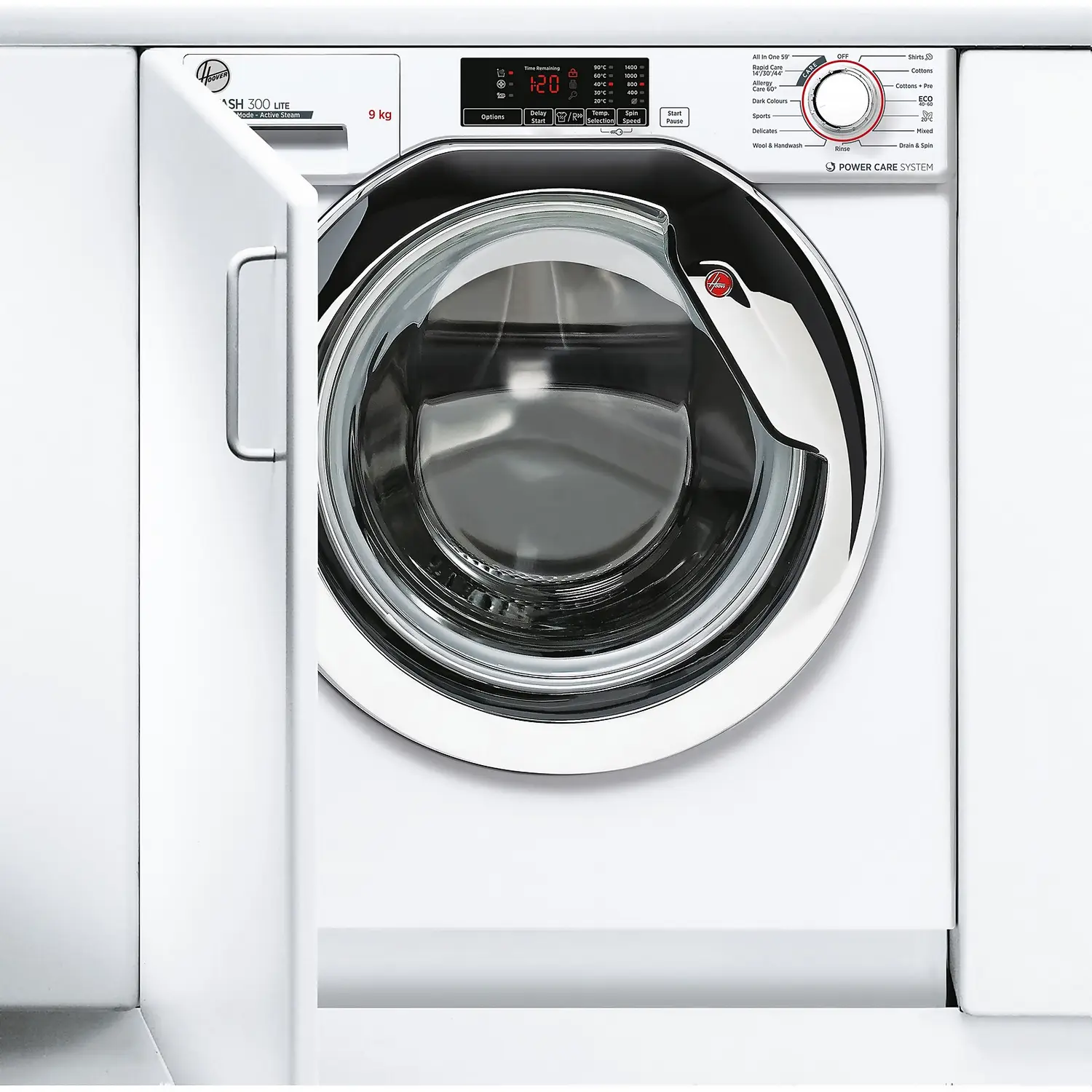 Hoover H-WASH 300 LITE HBWS49D1ACE Integrated 9Kg Washing Machine With 1400 Rpm - White / Chrome 3 Hoover H-WASH 300 LITE HBWS49D1ACE Integrated 9Kg Washing Machine With 1400 Rpm - White / Chrome