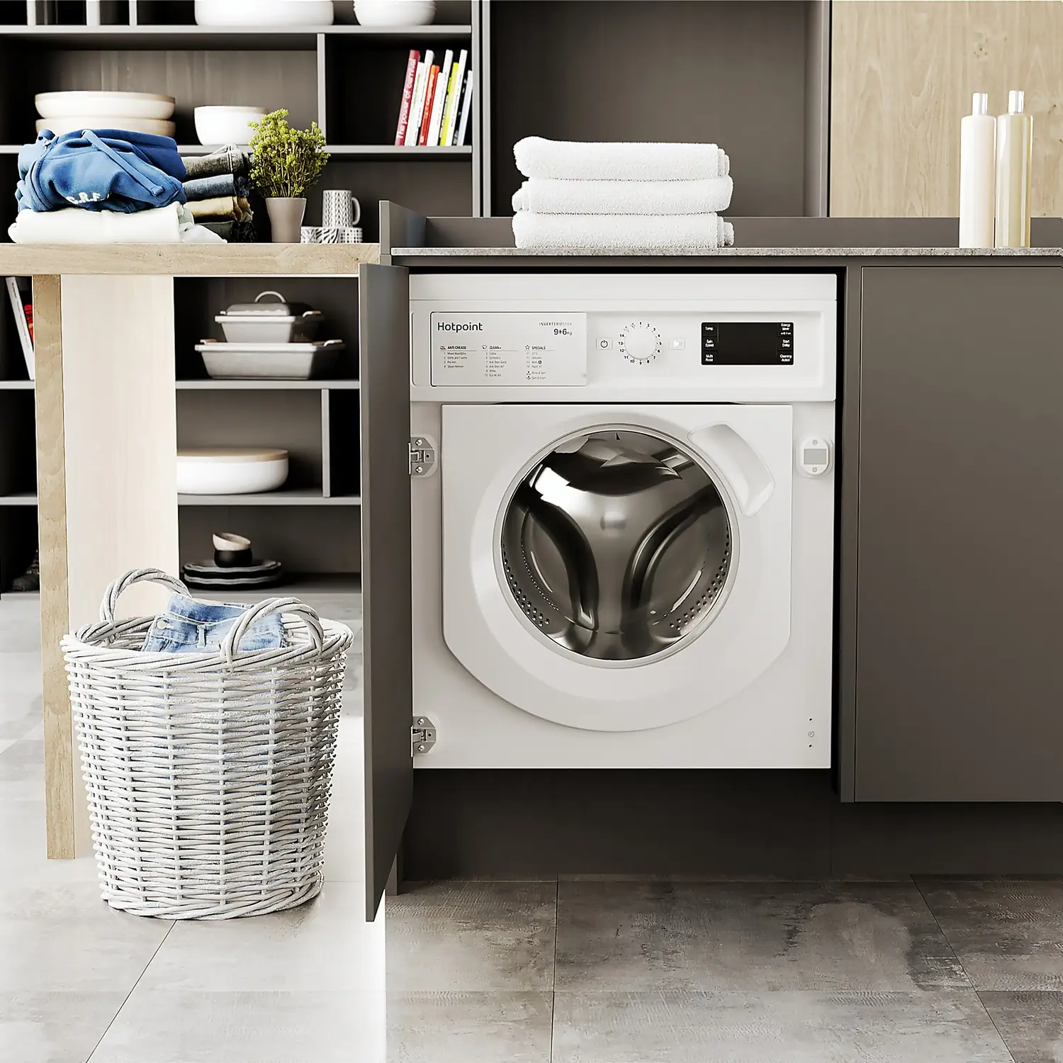 Hotpoint BIWDHG961484UK Integrated 9Kg / 6Kg Washer Dryer With 1400 Rpm - White 7 Hotpoint BIWDHG961484UK Integrated 9Kg / 6Kg Washer Dryer With 1400 Rpm - White - Image 5