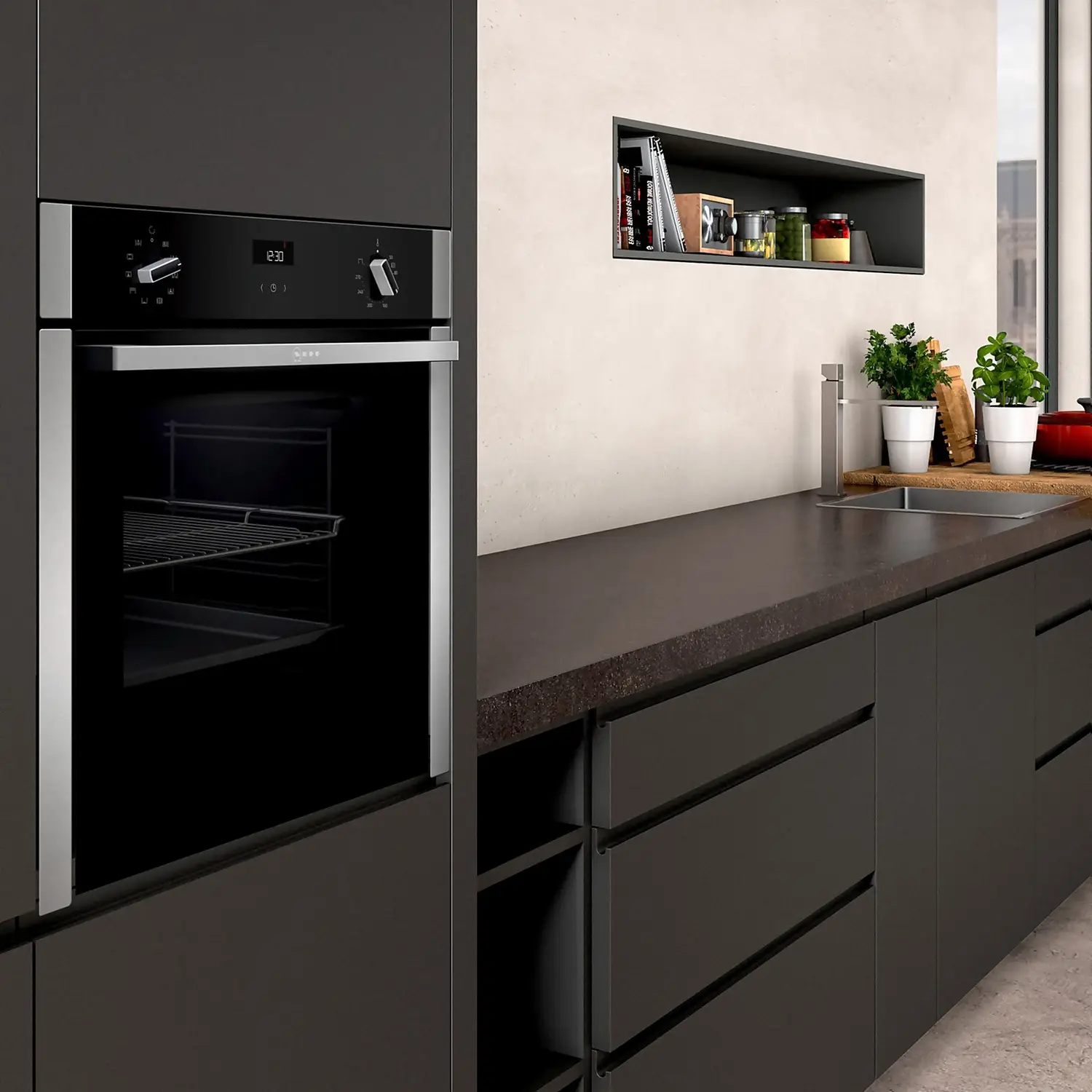 NEFF N50 Slide&Hide® B3ACE4HN0B Built In Electric Single Oven - Stainless Steel 8 NEFF N50 Slide&Hide® B3ACE4HN0B Built In Electric Single Oven - Stainless Steel - Image 6