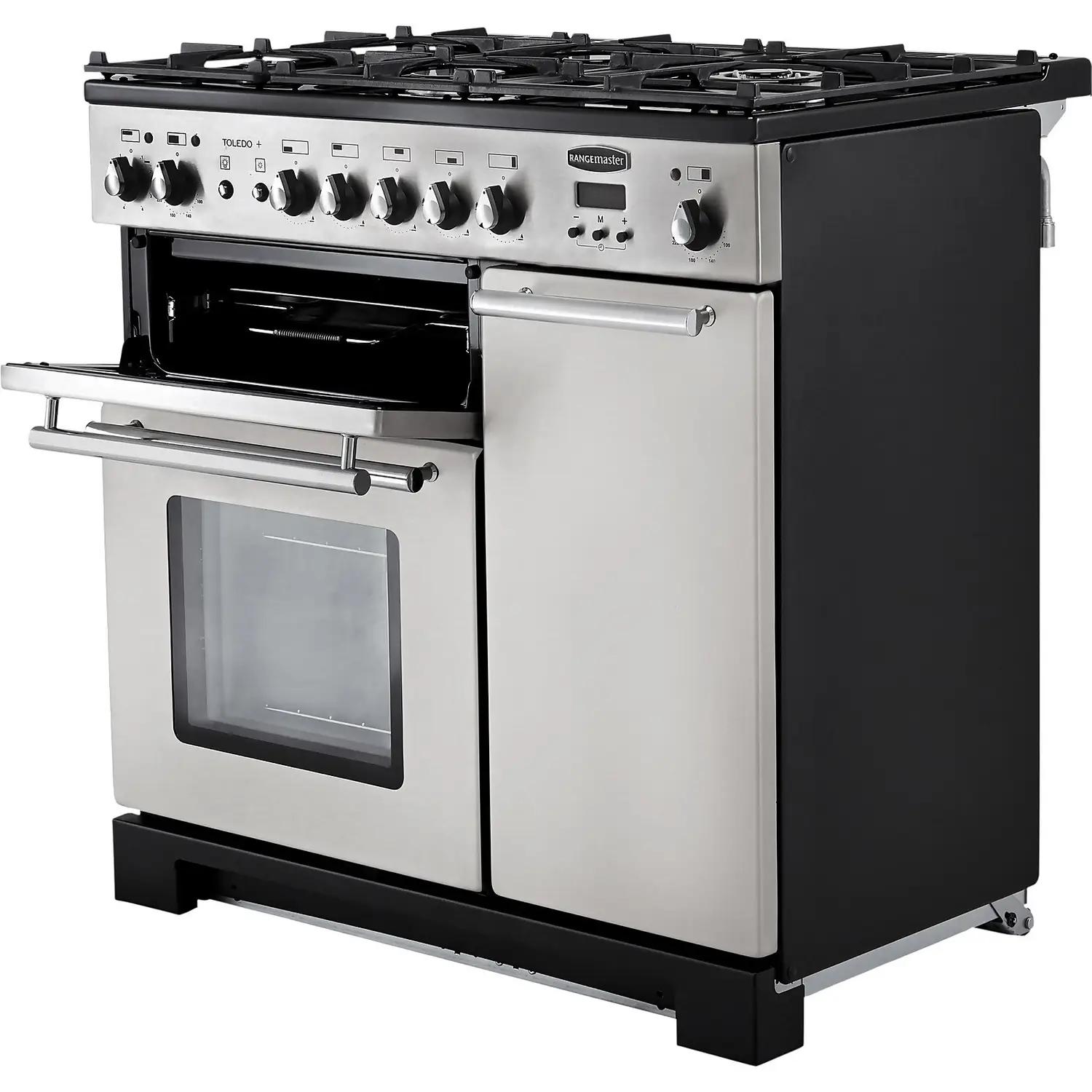 Rangemaster Toledo + TOLP90DFFSS/C 90cm Dual Fuel Range Cooker - Stainless Steel / Chrome 4 Rangemaster Toledo + TOLP90DFFSS/C 90cm Dual Fuel Range Cooker - Stainless Steel / Chrome - Image 2