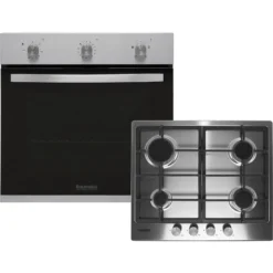 Baumatic BGPK600X Built In Electric Single Oven And Gas Hob Pack - Stainless Steel 