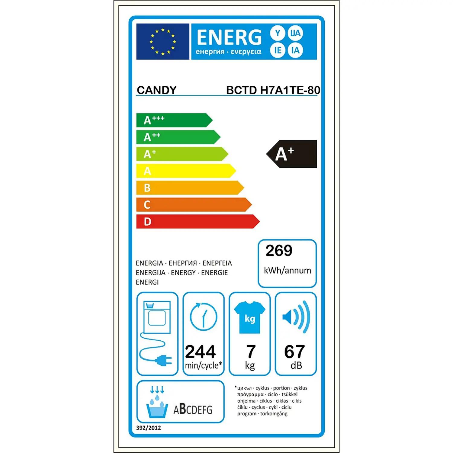 Candy BCTDH7A1TE Integrated Wifi Connected 7Kg Heat Pump Tumble Dryer - White 11 Candy BCTDH7A1TE Integrated Wifi Connected 7Kg Heat Pump Tumble Dryer - White - Image 9