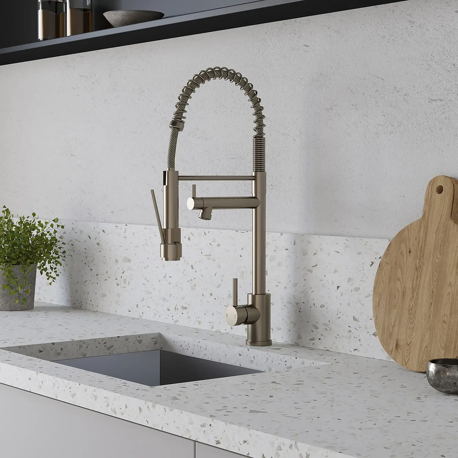 Rona Pull And Spray Tap - Brushed Steel 4 Rona Pull And Spray Tap - Brushed Steel - Image 2