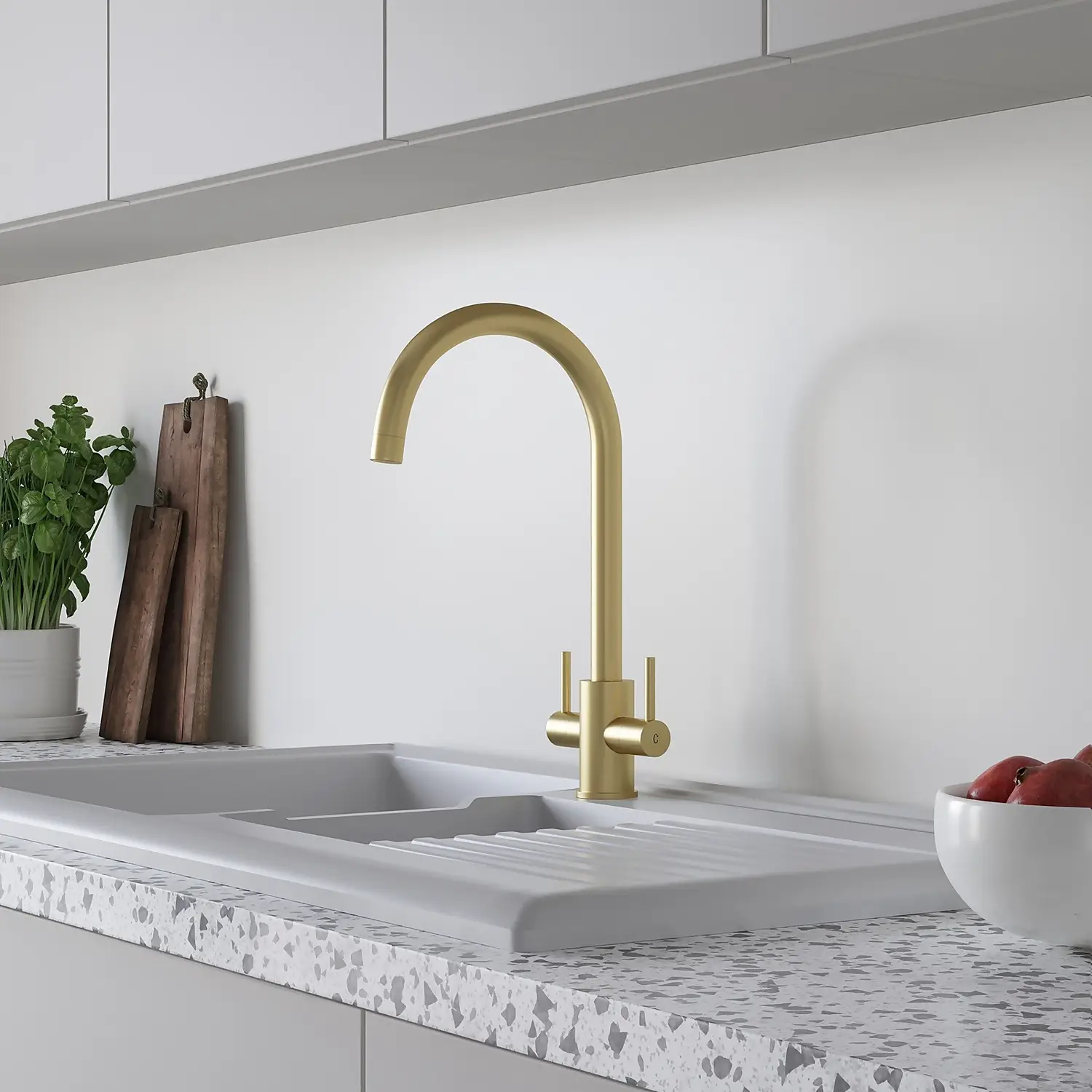 Leonie Twin Lever Tap - Brushed Brass 4 Leonie Twin Lever Tap - Brushed Brass - Image 2