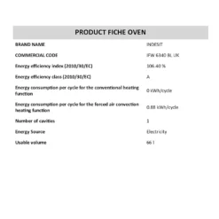 Indesit Aria IFW6340BL Built In Electric Single Oven - Black 21 Indesit Aria IFW6340BL Built In Electric Single Oven - Black -Carron phoenix Sales 13950680 1674985910069159
