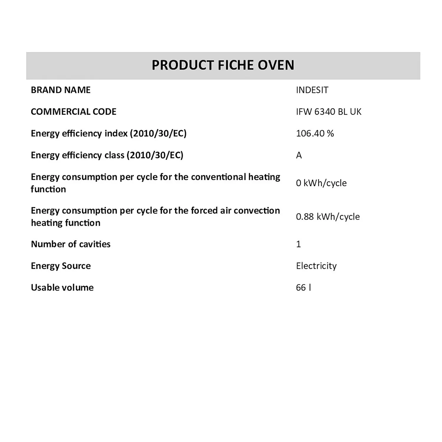 Indesit Aria IFW6340BL Built In Electric Single Oven - Black 12 Indesit Aria IFW6340BL Built In Electric Single Oven - Black - Image 10