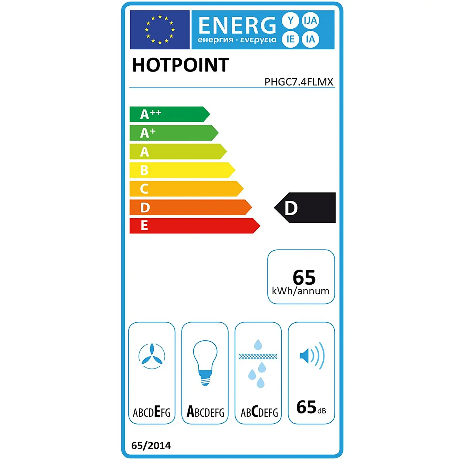 Hotpoint PHGC7.4FLMX 70 Cm Chimney Cooker Hood - Stainless Steel 10 Hotpoint PHGC7.4FLMX 70 Cm Chimney Cooker Hood - Stainless Steel - Image 8