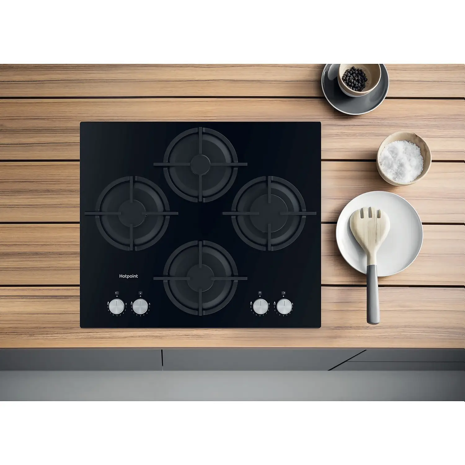 Hotpoint HGS61SBK 60cm Gas Hob - Black 4 Hotpoint HGS61SBK 60cm Gas Hob - Black - Image 2