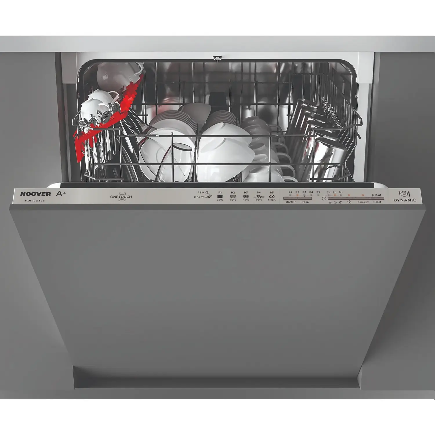 Hoover H-DISH 300 HDI1LO38SA Fully Integrated Standard Dishwasher - Silver Control Panel With Fixed Door Fixing Kit 4 Hoover H-DISH 300 HDI1LO38SA Fully Integrated Standard Dishwasher - Silver Control Panel With Fixed Door Fixing Kit - Image 2