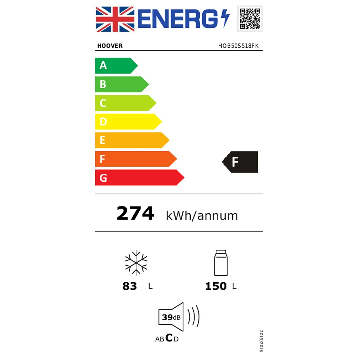 Hoover HOB50S518FK Wi-Fi Connected Integrated 50/50 Fridge Freezer With Sliding Door Fixing Kit - White 8 Hoover HOB50S518FK Wi-Fi Connected Integrated 50/50 Fridge Freezer With Sliding Door Fixing Kit - White - Image 6