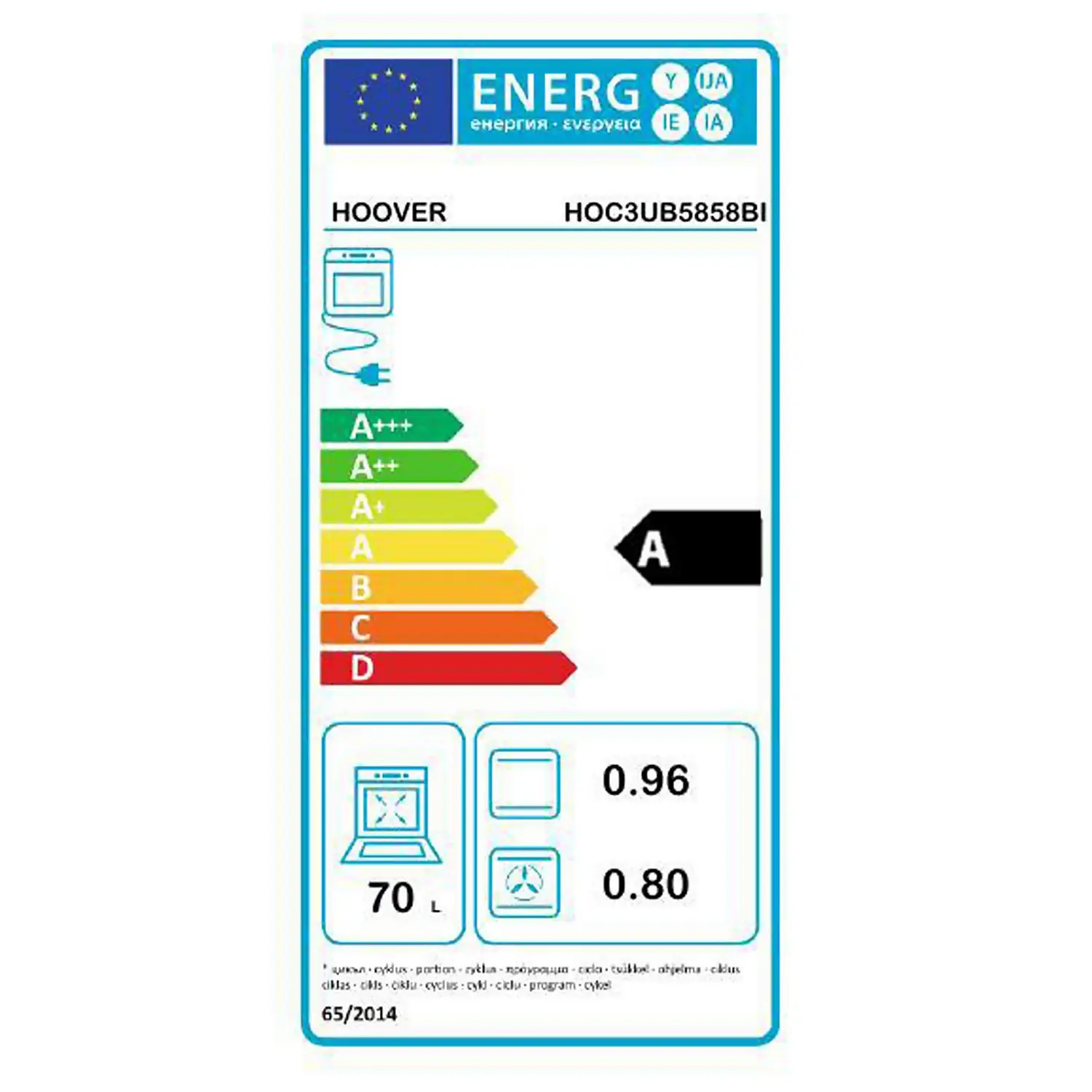 Hoover H-OVEN 300 HOC3UB5858BI Built In Electric Single Oven - Black / Stainless Steel 10 Hoover H-OVEN 300 HOC3UB5858BI Built In Electric Single Oven - Black / Stainless Steel - Image 8