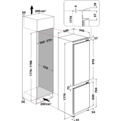 Hotpoint HMCB70301UK Integrated 70/30 Fridge Freezer With Sliding Door Fixing Kit - White -Carron phoenix Sales 14200040 6285011772439600