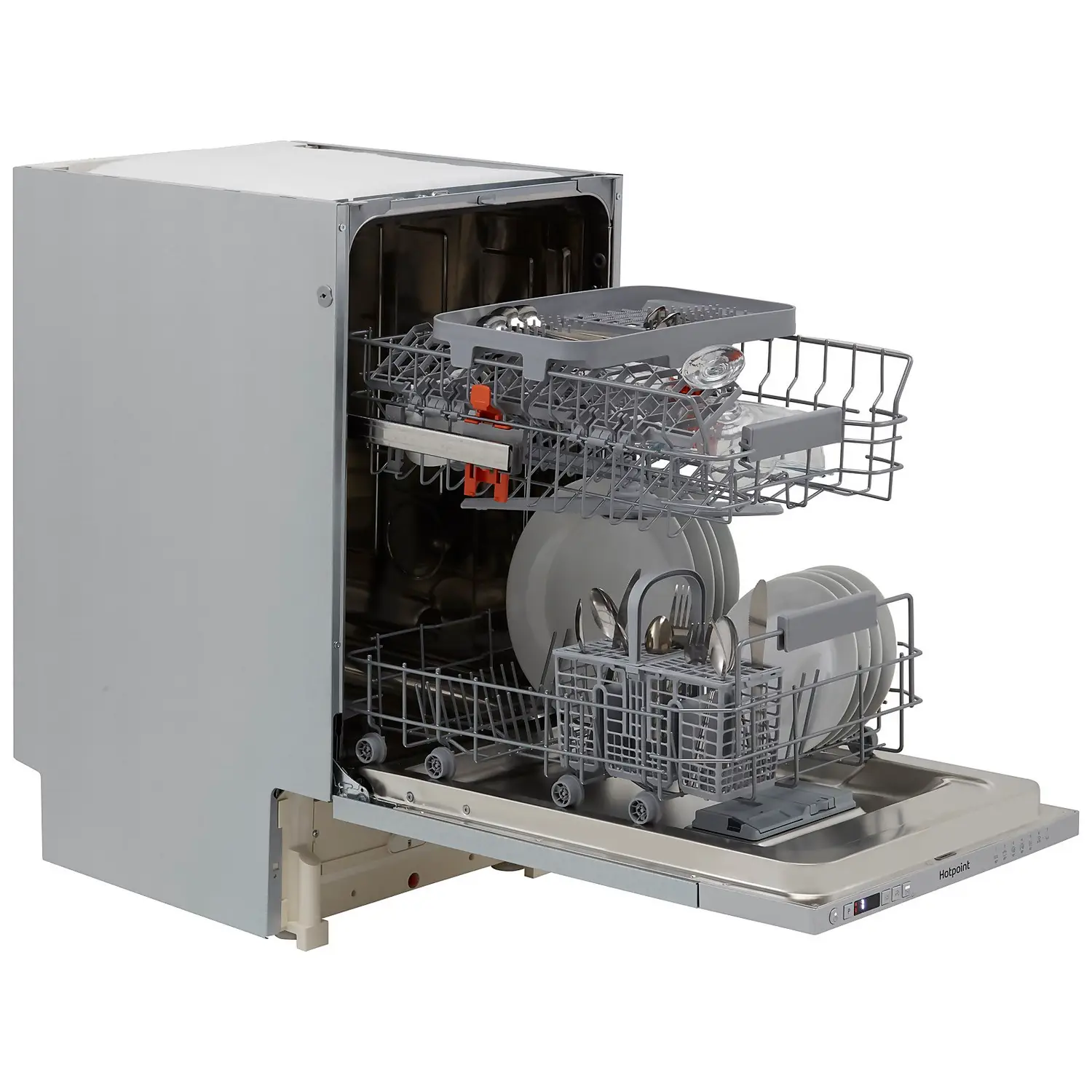 Hotpoint HSIC3M19CUKN Fully Integrated Slimline Dishwasher - Silver Control Panel With Fixed Door Fixing Kit 4 Hotpoint HSIC3M19CUKN Fully Integrated Slimline Dishwasher - Silver Control Panel With Fixed Door Fixing Kit - Image 2