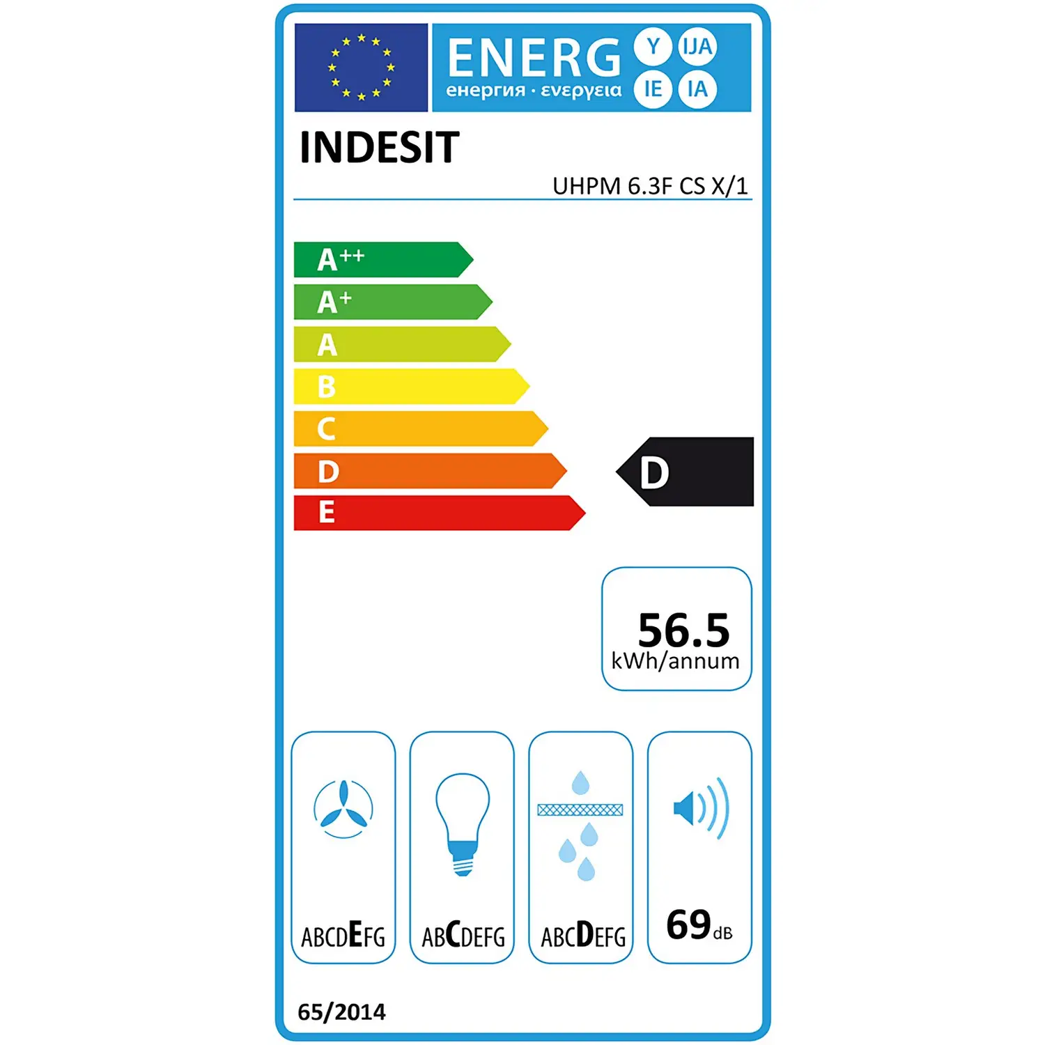 Indesit UHPM6.3FCSX/1 60cm Chimney Cooker Hood - Stainless Steel 4 Indesit UHPM6.3FCSX/1 60cm Chimney Cooker Hood - Stainless Steel - Image 2
