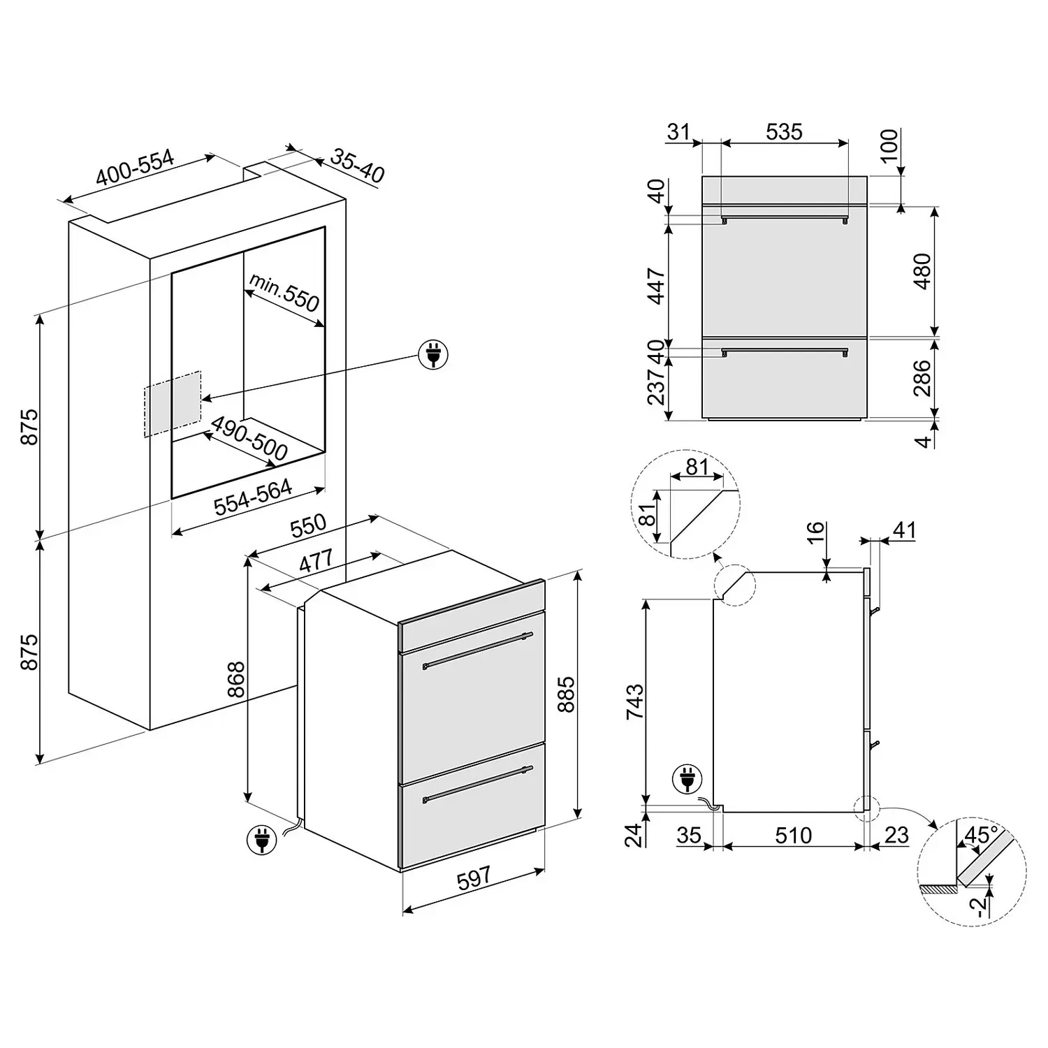 Smeg Classic DOSP6390X Built In Electric Double Oven - Stainless Steel 10 Smeg Classic DOSP6390X Built In Electric Double Oven - Stainless Steel - Image 8