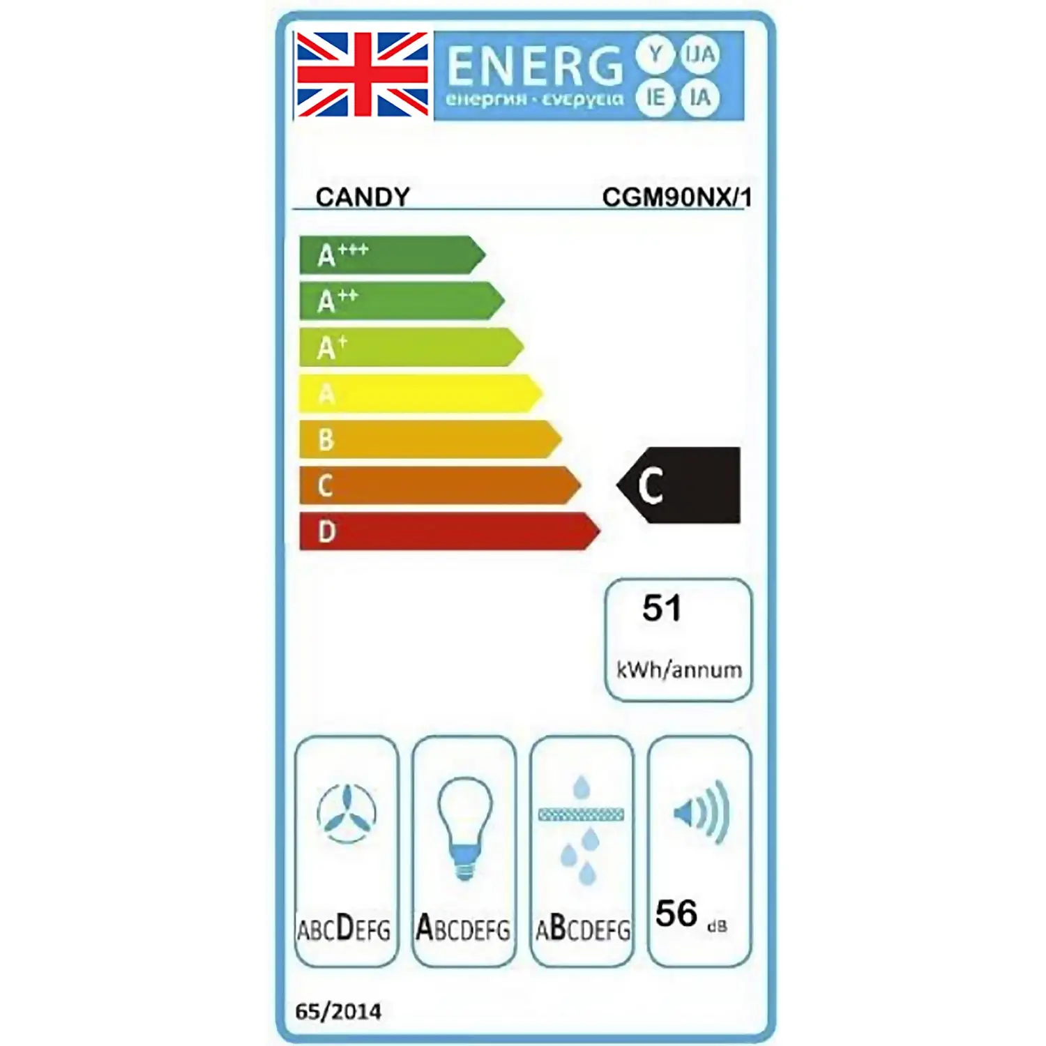 Candy CGM90NX/1 Chimney Cooker Hood - Stainless Steel 4 Candy CGM90NX/1 Chimney Cooker Hood - Stainless Steel - Image 2