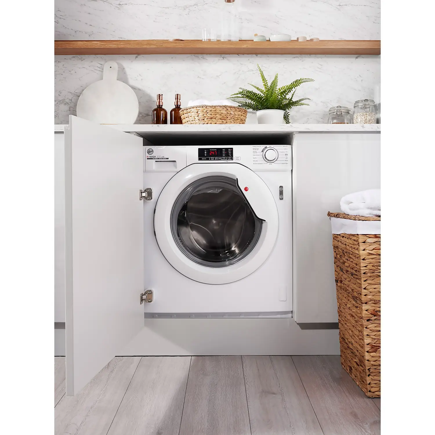 Hoover H-WASH 300 HBWS48D1W4 Integrated 8Kg Washing Machine With 1400 Rpm - White 4 Hoover H-WASH 300 HBWS48D1W4 Integrated 8Kg Washing Machine With 1400 Rpm - White - Image 2